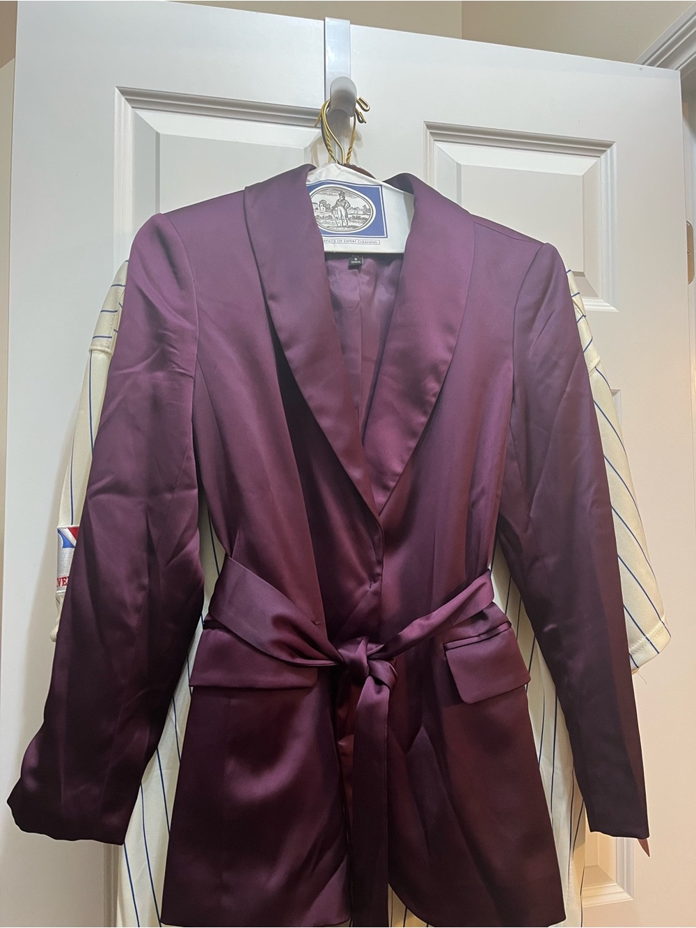 Banana Republic Satin Tie-Waist Robe Blazer in Plum